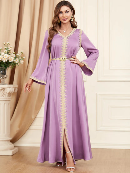 Autumn Muslim Jalabiya Dress | Lace-up Abaya for Ramadan 2025 - Dhavinci