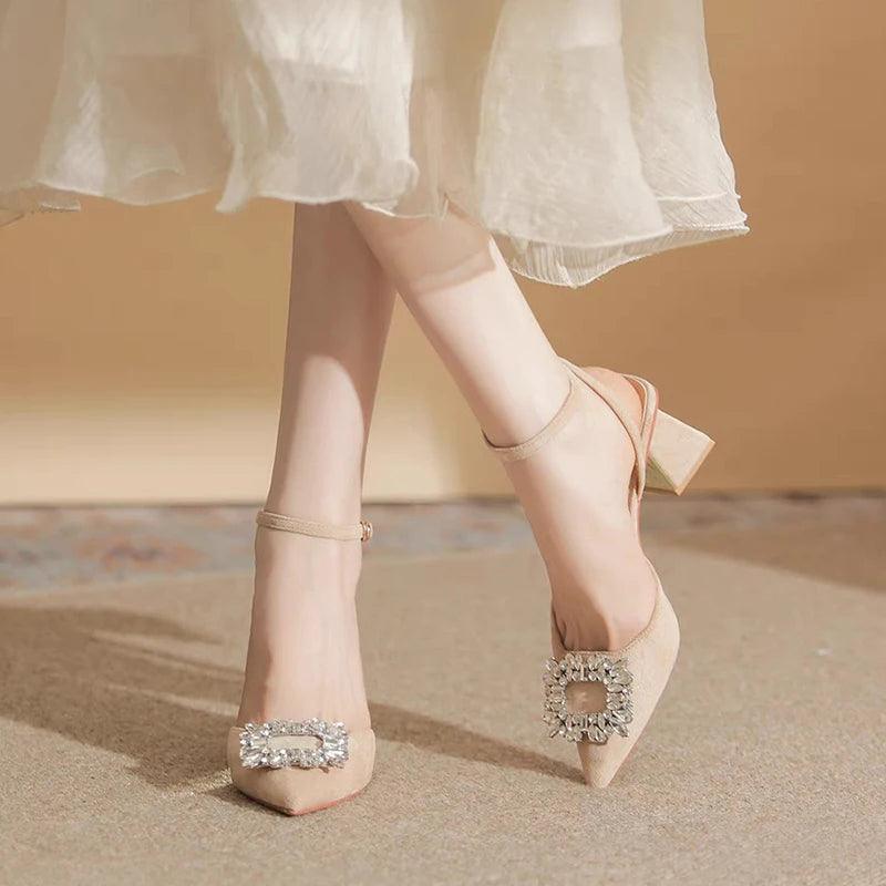 Crystal Ankle Strap Sandals for Women | Rhinestone High Heels - Dhavinci