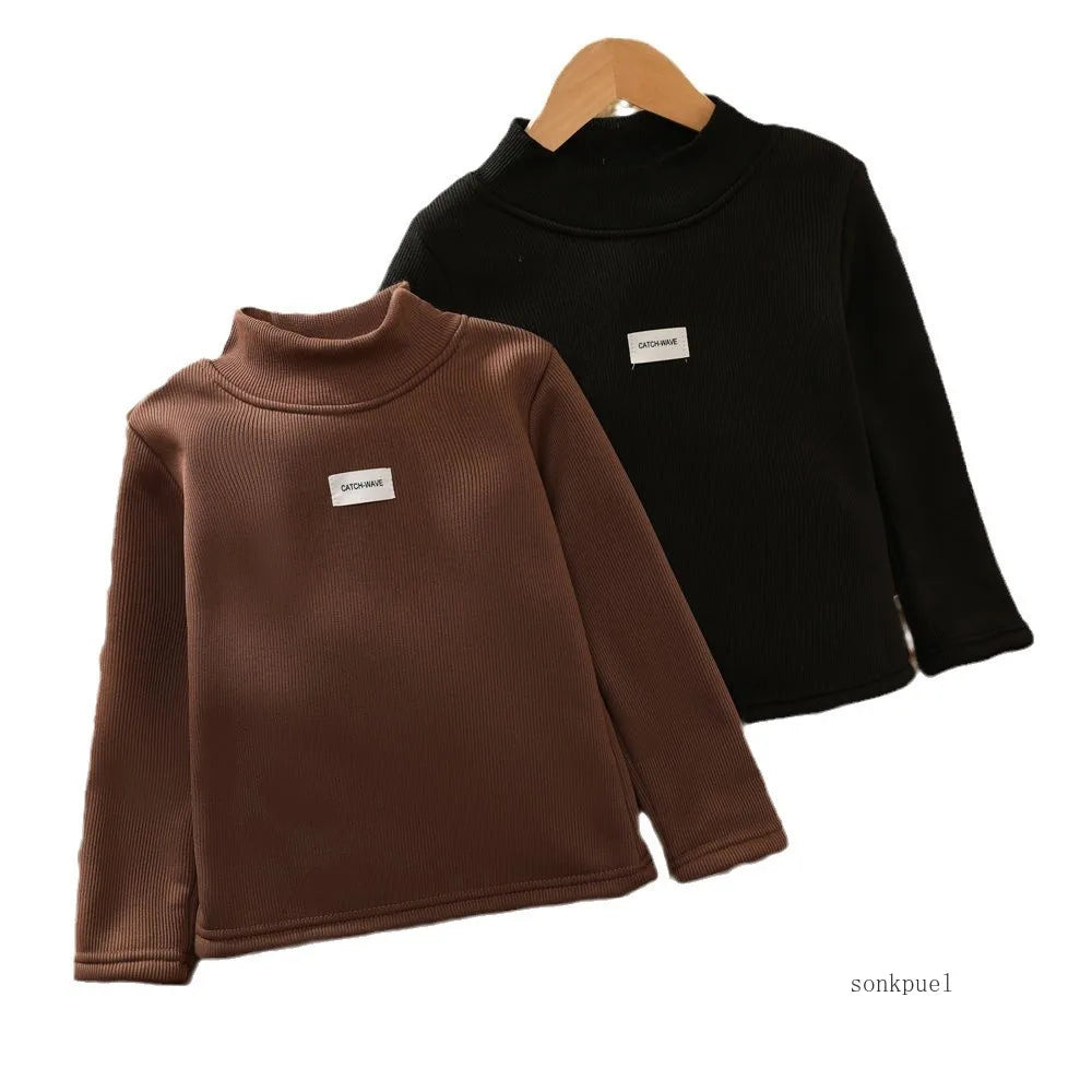 Children's Autumn Winter Half High Neck Pullover | Long Sleeve Shirt - Dhavinci