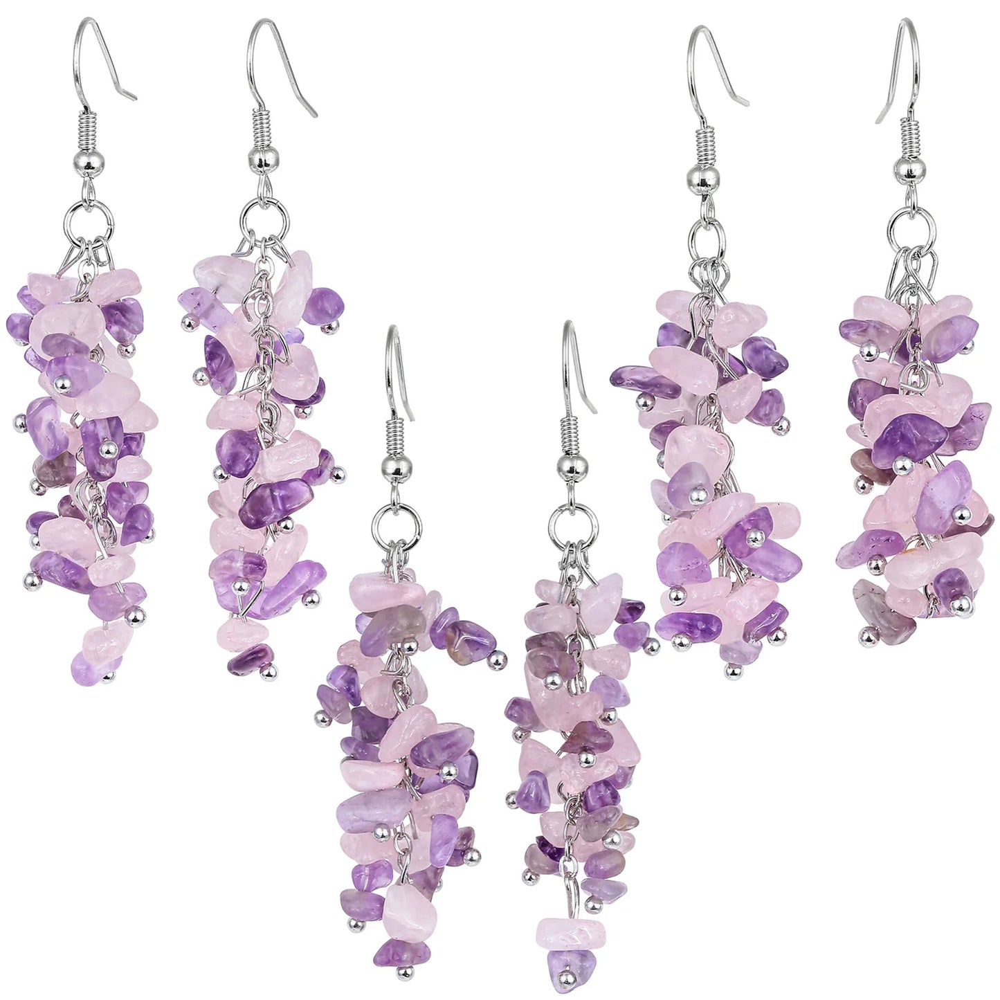 Bohemian Crystal Grape Earrings | Irregular Stone Tassel Jewelry