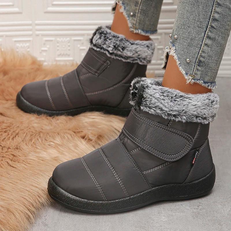 Waterproof Faux Fur Snow Boots - Warm Winter Ankle Boots for Women - Dhavinci