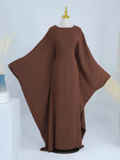 Summer Soft Crepe Like Linen Khimar Butterfly Batwing Abaya Dubai Luxury 2024 Islam Muslim Kaftan Modest Dress For Women Kebaya - Dhavinci