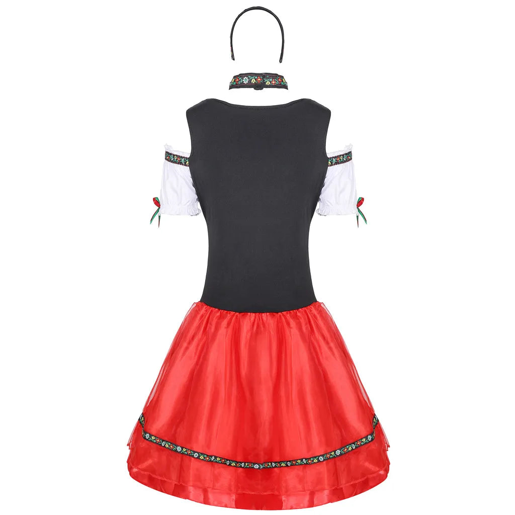 Carnival Oktoberfest Dirndl Costume Dress Women Germany Beer Maid Tavern Wench Waitress Outfit Cosplay Halloween Fancy Party - Dhavinci