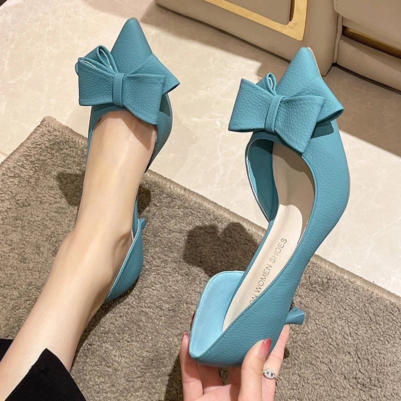 Elegant Blue Bowknot Heels | Women’s Summer Party Pumps - Dhavinci