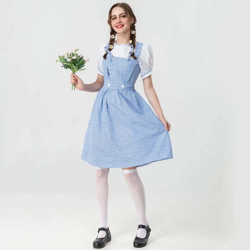 Wizard of Oz Dorothy Cosplay Costume | Blue Plaid Princess Dress - Dhavinci