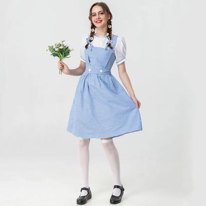 Wizard of Oz Dorothy Cosplay Costume | Blue Plaid Princess Dress - Dhavinci