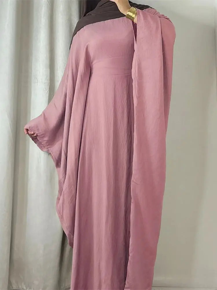 Summer Soft Crepe Like Linen Khimar Butterfly Batwing Abaya Dubai Luxury 2024 Islam Muslim Kaftan Modest Dress For Women Kebaya - Dhavinci