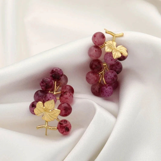 Grape Dangle Earrings | Fruit-Shaped Stylish Dangling Accessories