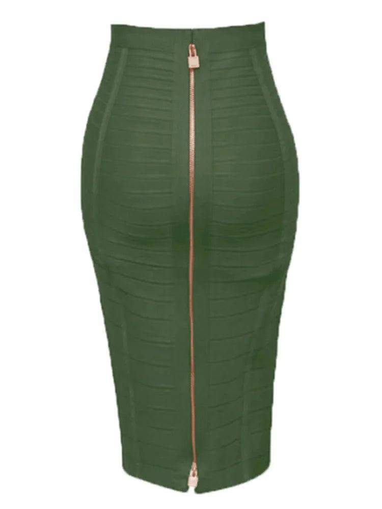 Plus Size Bandage Skirt for Women | Sexy Zipper A-Line in 13 Colors - Dhavinci