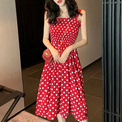 Women's Dresses 2024 Summer Fashion Loose None Sleeve Polka Dot Shoulder Plus Size Casual Dress Sexy Dresses - Dhavinci