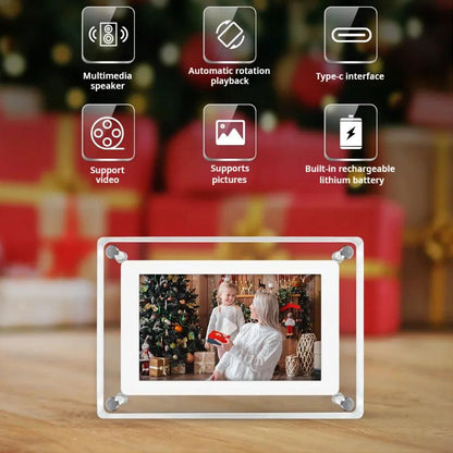 Acrylic Digital Photo Frame 5/7 Inch | Rotating IPS Screen with 2G Memory - Dhavinci
