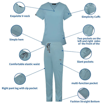 Short Sleeved Hospital Doctor Uniforms Spa Uniforms Dental Clinic Medical Scrubs Suits Pet Grooming Veterinary Nurse Accessories - Dhavinci