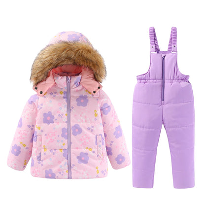 Kids Ski Suit for Girls | Warm Hooded Snowboard Coat - Dhavinci