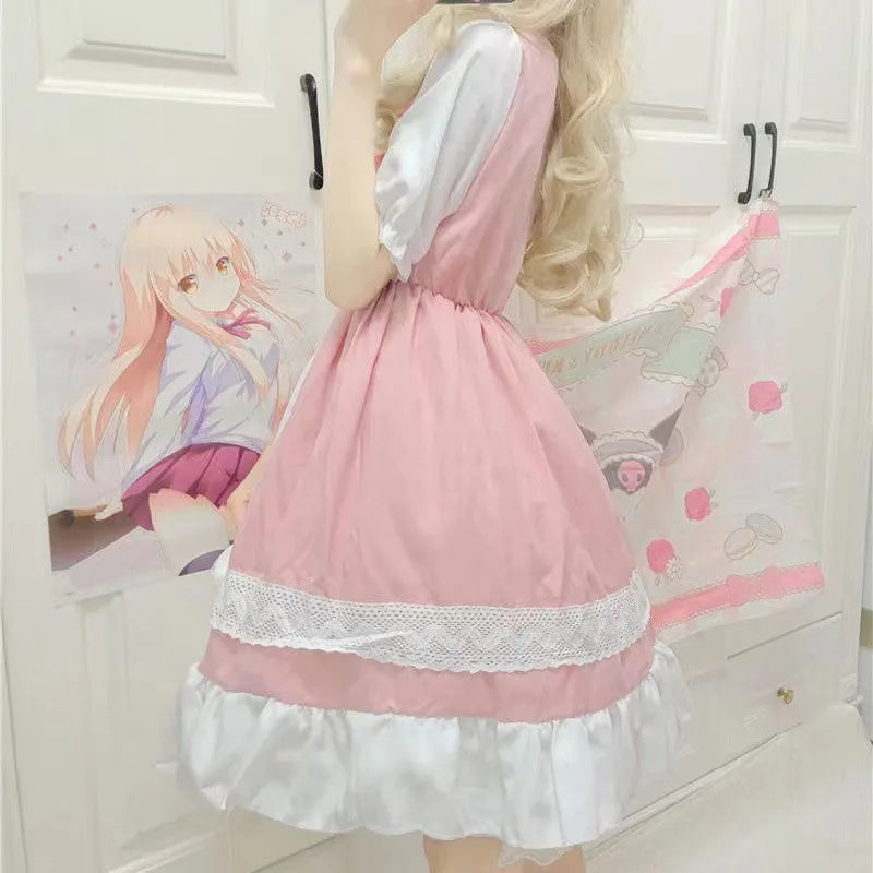 Alice in Wonderland Lolita OP Dress | Flouncing Lace Trim - Dhavinci