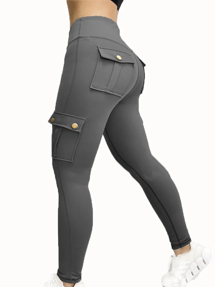 High-Waist Gym Leggings for Women | Pockets Fitness Stretch Pants - Dhavinci