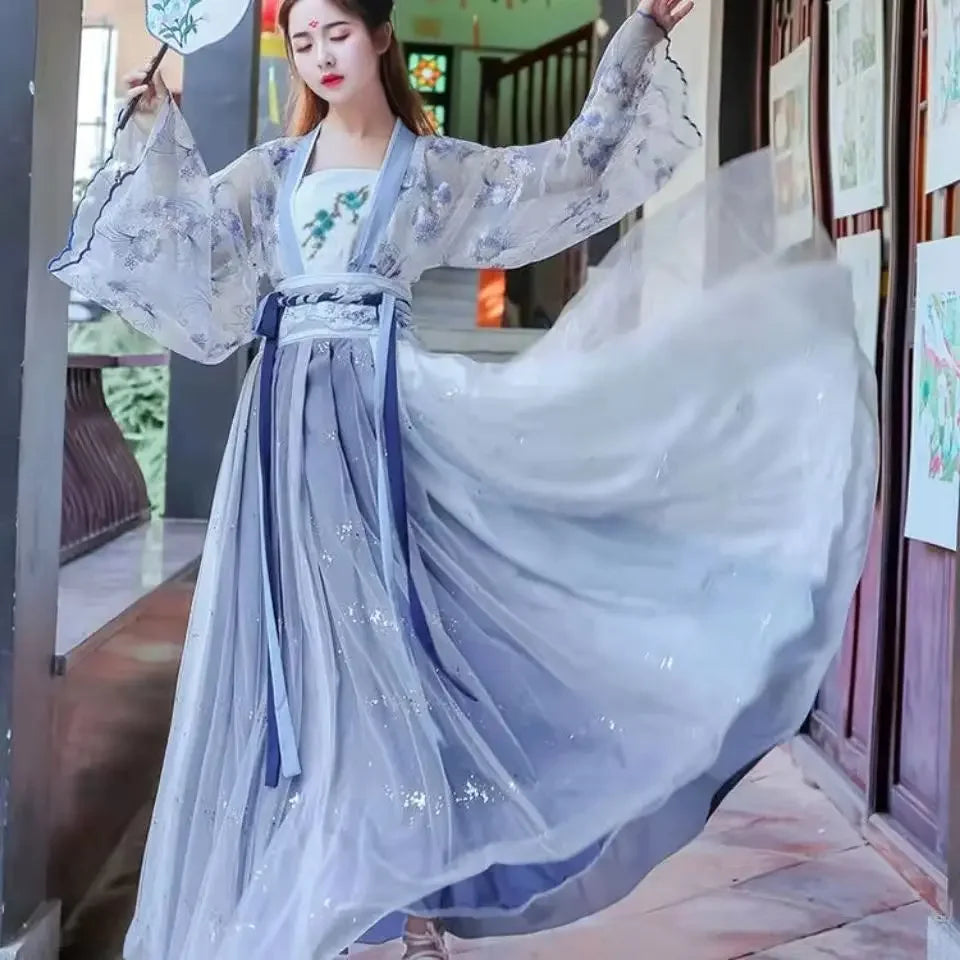 Traditional Flower Hanfu Dress | Women’s Tang Dynasty Costume - Dhavinci