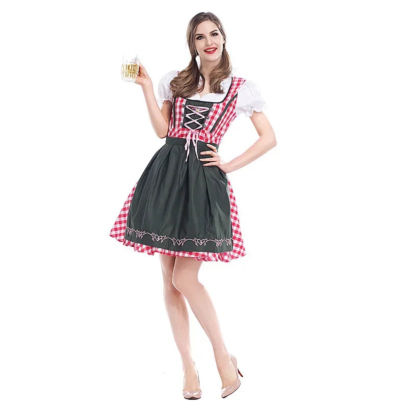 Women's Oktoberfest Dirndl Costume | Traditional Bavarian Beer Girl Dress - Dhavinci