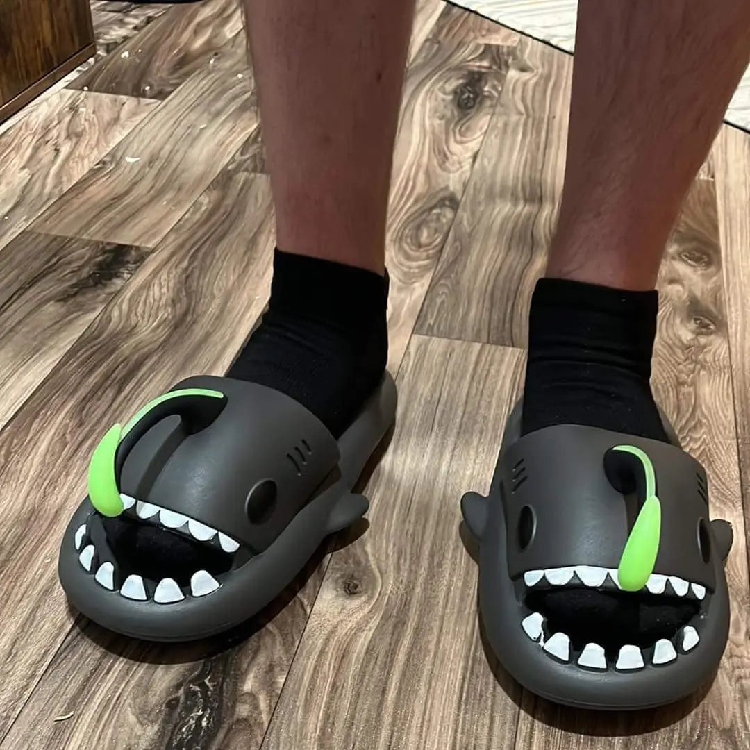 Thick Sole Shark Slippers for Women & Men | Anti-Skid Summer Slides - Dhavinci