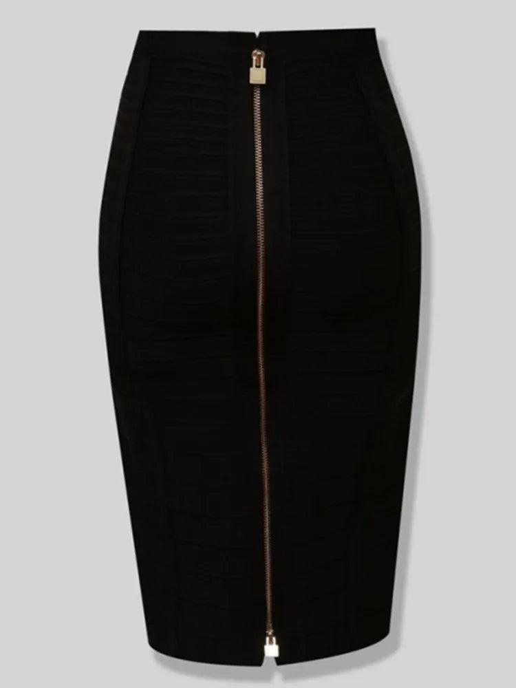 Plus Size Bandage Skirt for Women | Sexy Zipper A-Line in 13 Colors - Dhavinci