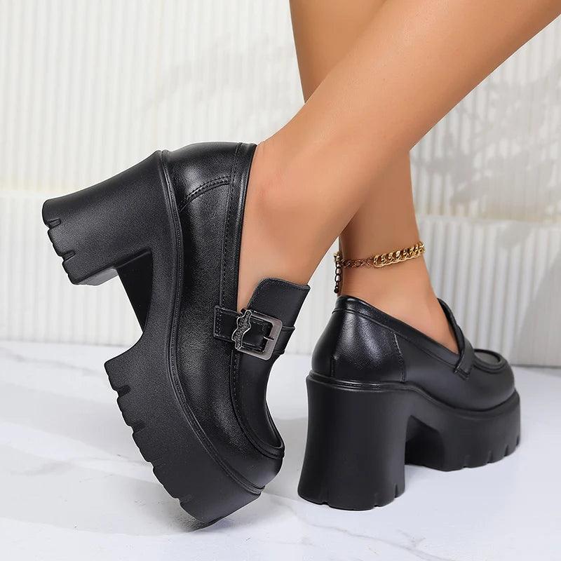 Super High Heel Mary Janes for Women | Chunky Platform Pumps - Dhavinci