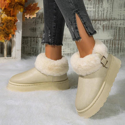 Faux Fur Ankle Boots - Waterproof Snow Boots for Women - Dhavinci