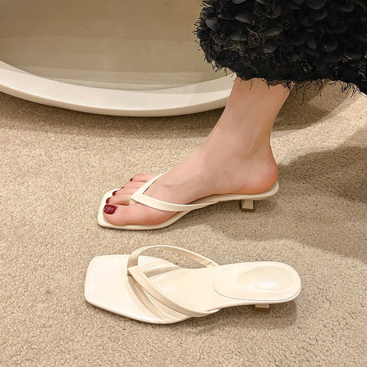 Women’s Narrow Band Slippers | Elegant Kitten Heel Mules for Summer - Dhavinci