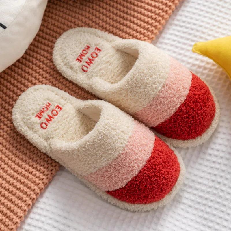 Cozy Mix Color Plush Slippers for Couples | Non-Slip Indoor Comfort - Dhavinci