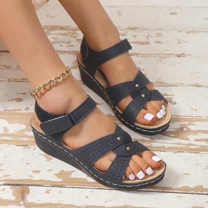 Stylish Women's Wedge Sandals - Summer Cross Strap Comfort - Dhavinci