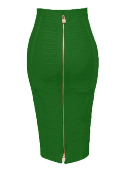 Plus Size Bandage Skirt for Women | Sexy Zipper A-Line in 13 Colors - Dhavinci