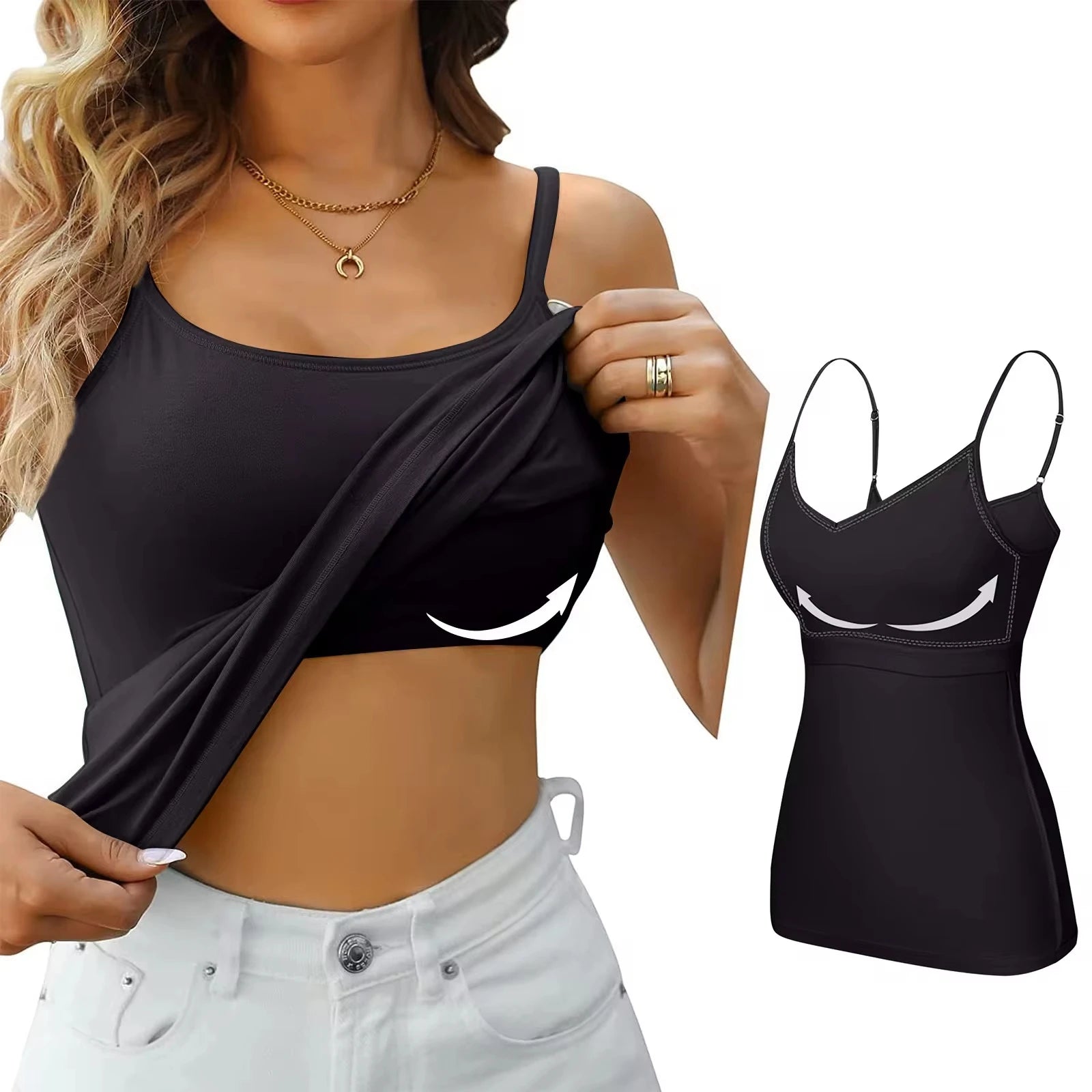 Padded Bra Tank Top Women Modal Spaghetti Solid Cami Top Vest Female Adjustable Camisole With Built In Bra Fitness Clothing ﻿ - Dhavinci