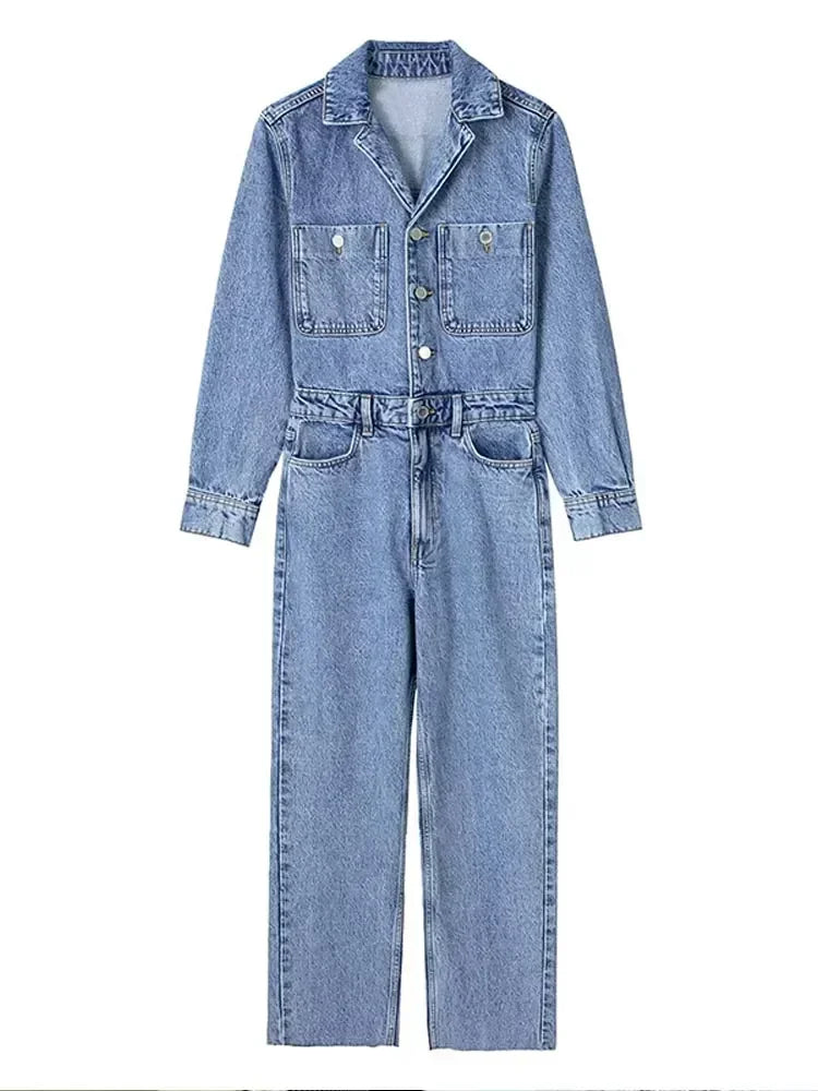 Women's Denim Jumpsuit | Long Sleeve Y2K Overalls for 2025 - Dhavinci