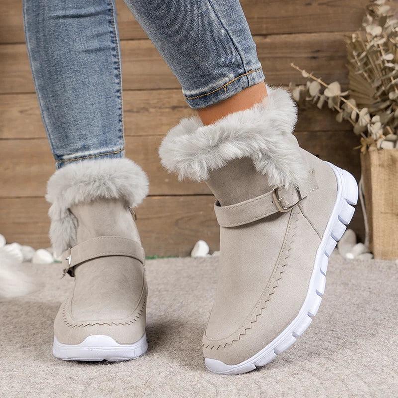 Thick Plush Ankle Boots for Women | Faux Fur Winter Snow Boots - Dhavinci