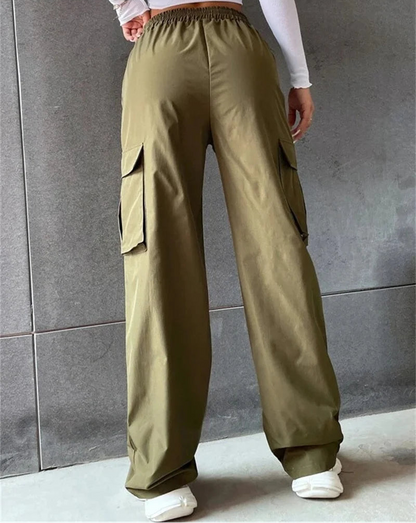 High Street Vintage Pants | Women’s High-Waist Cargo Trousers - Dhavinci