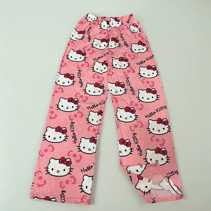 Hello Kitty Spider-man Cotton Loose Ladies Pajama Pants Pyjama Trousers Women Men Cartoon Sleep Bottoms Lounge Wear Girl Sleep - Dhavinci