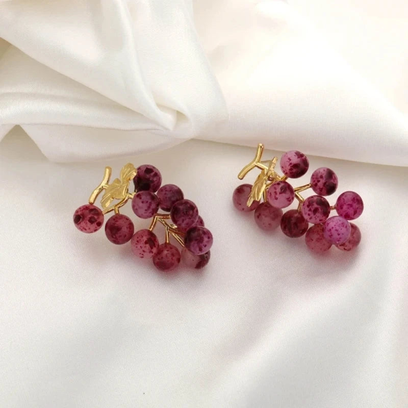 Grape Dangle Earrings | Fruit-Shaped Stylish Dangling Accessories