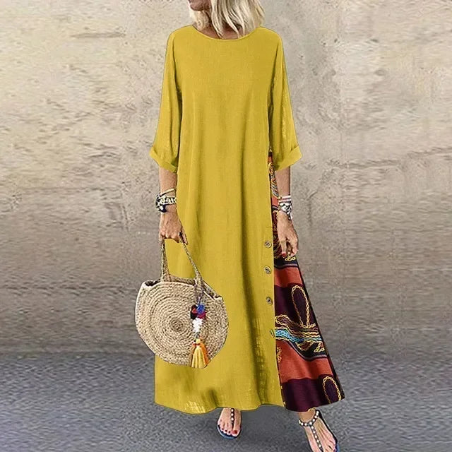 Fashion Loose Maxi Dress Women Ethnic Style Boho Long Dresses Vestidos Casual Summer Vintage Thin Woman Clothes Robe Femme - Dhavinci