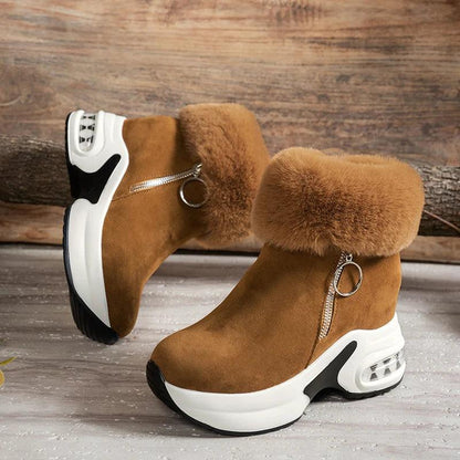 Faux Fur Snow Boots for Women | Chunky Platform Ankle Boots - Dhavinci