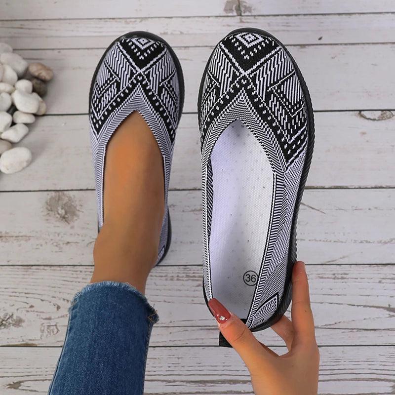 Breathable Women's Knit Sneakers | Slip-On Non-Slip Flats - Dhavinci