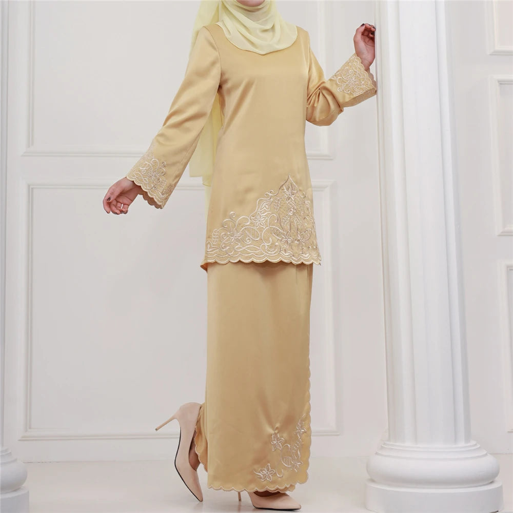 2PCS Muslim Women’s Set | Elegant Dubai Long Sleeve Top & Skirt - Dhavinci