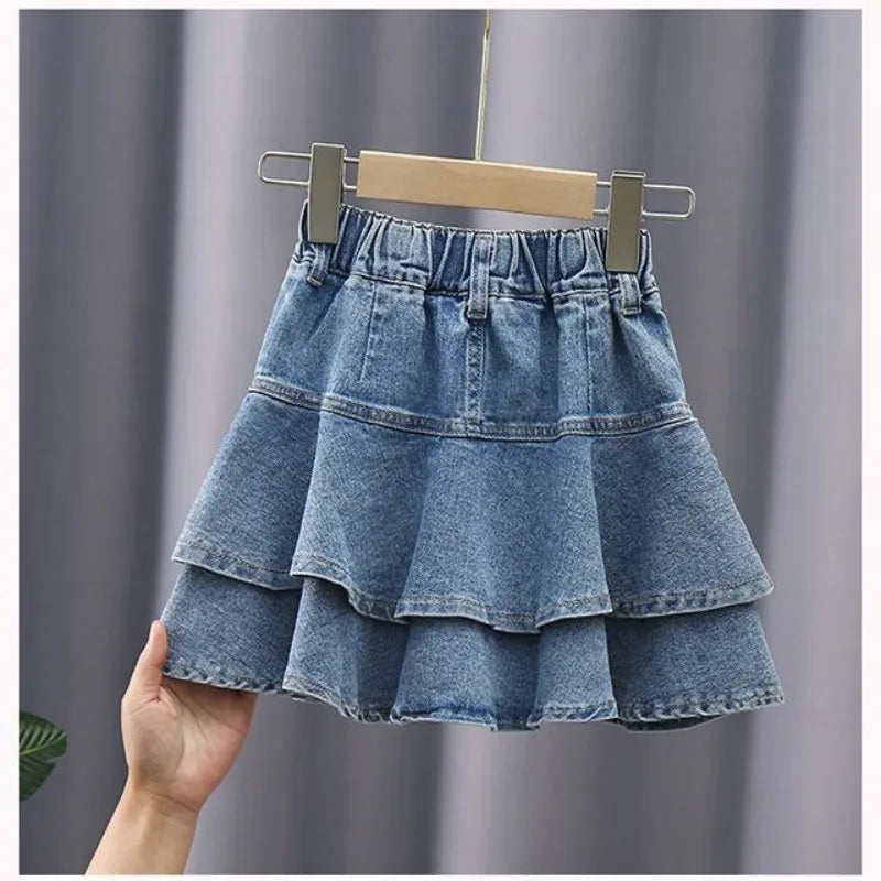 Girls Denim Skirts Vintage Jean Skirt 2024 New Blue Denim Skirts For Teenage Kids Clothing - Dhavinci