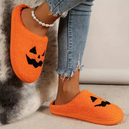 Halloween Style Warm Home Slippers for Women | Plush Closed Toe Slides - Dhavinci