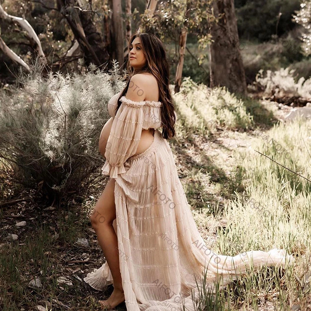 Maternity Photography Props Long Maxi Dresses Pregnancy Dress Gown Sexy Two Piece Tulle Chiffon Bohemian Pregnant Women Clothes - Dhavinci