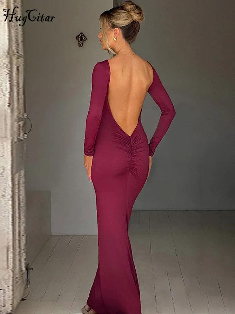 Spring Elegant Backless Bodycon Maxi Dress for Women | Sexy Prom & Party Outfit - Dhavinci