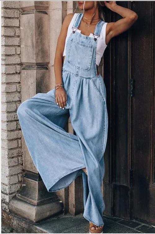 TEELYNN 2XL Denim Overalls for Women Vintage Boho Wide Leg Jumpsuit Casual Baggy Jeans Loose Oversize Cotton Summer Jumpsuits - Dhavinci