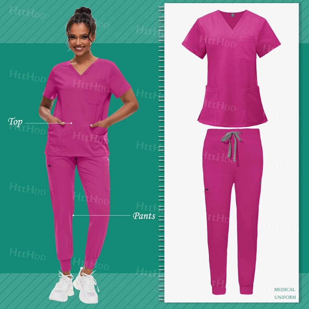 Scrub Sets Uniform Women Joggers Hospital Accessories Medical Surgical Gown Pharmacy Healthcare Work Wear Unisex Mens Scrub Soft - Dhavinci