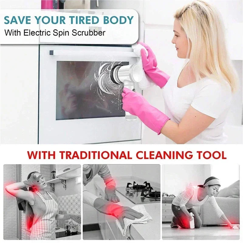 Electric Spin Scrubber for Bathroom | 5-in-1 Power Cleaning Brush - Dhavinci