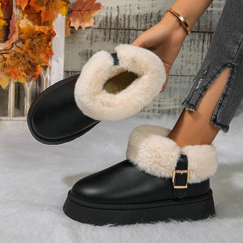 Faux Fur Ankle Boots - Waterproof Snow Boots for Women - Dhavinci