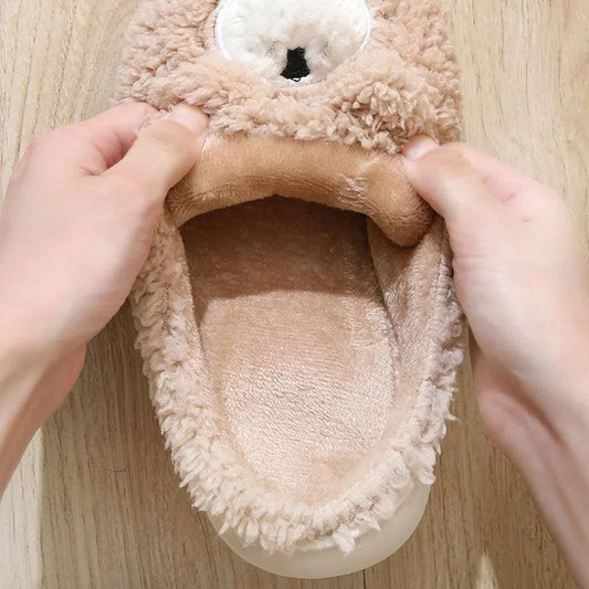 Plush Winter Home Slippers for Women | Soft Baby Bear Non-Slip Fur Slides - Dhavinci