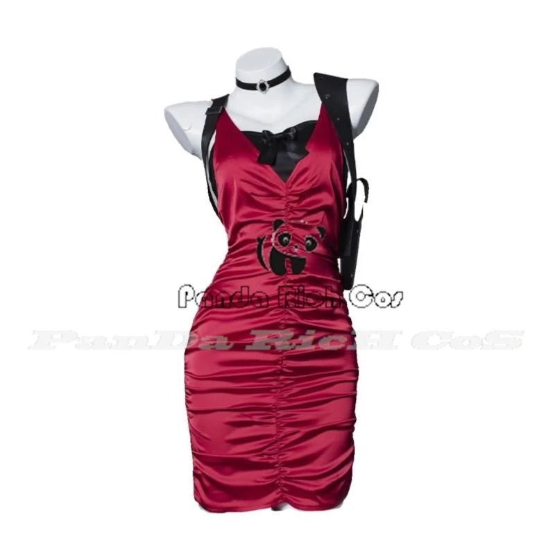 Female Resident 4 Ada Wong Cosplay Costume Evil Cheongsam Dress Red Ada Wig Shoes Halloween Carnival Disguise Suit Women Girls - Dhavinci