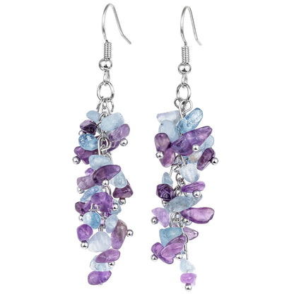 Bohemian Crystal Grape Earrings | Irregular Stone Tassel Jewelry